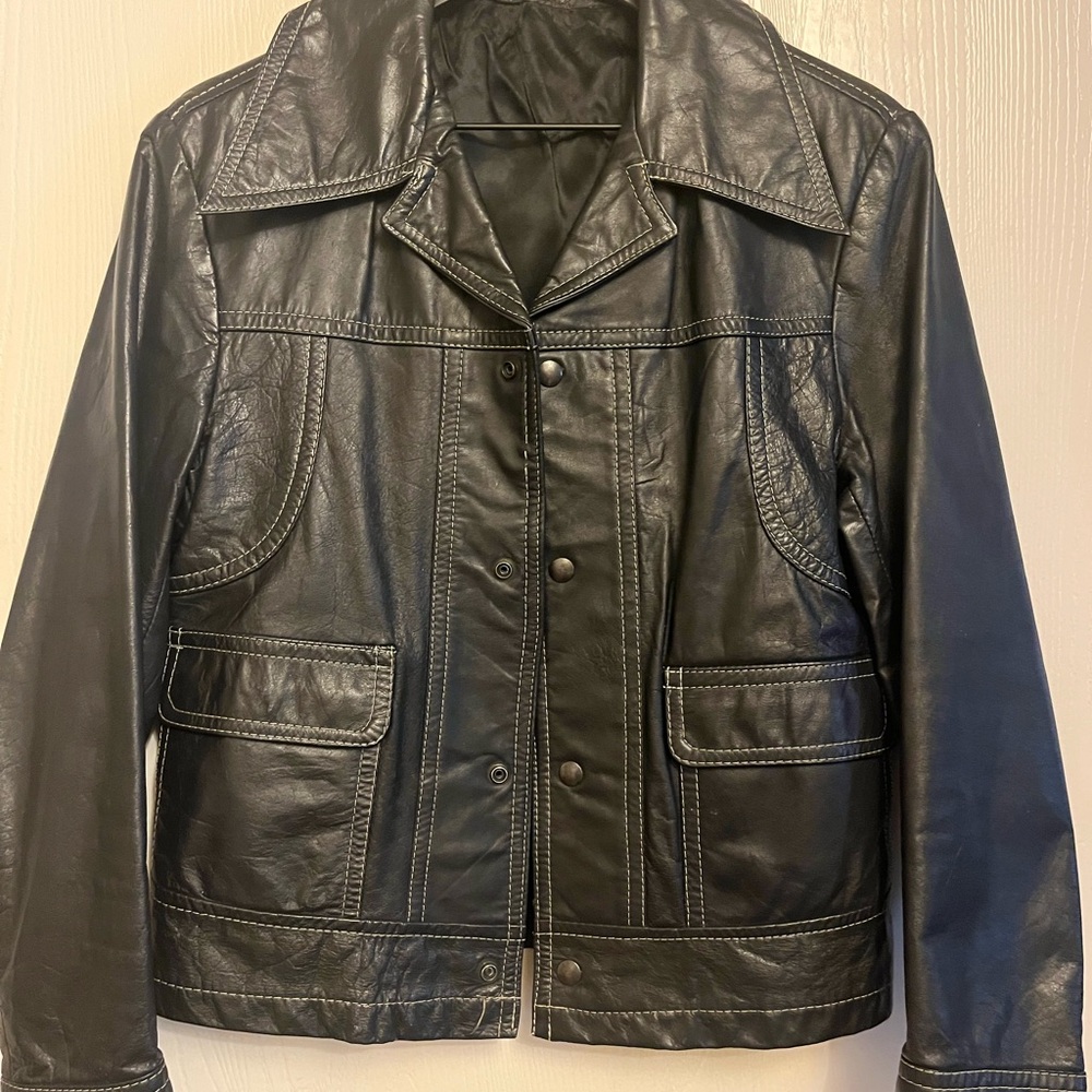 Unisex Dark Blue Pleather Jacket